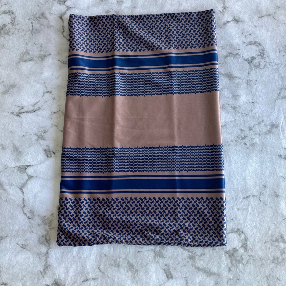 NWT Tan and blue neck gaiter scarf